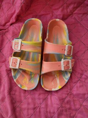 Tie Dye Print Double Buckle Ladies Sandals Size 7